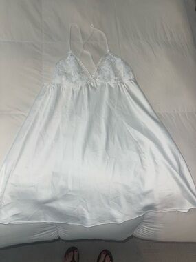 Flora Nikrooz White Satin Lace Chemise